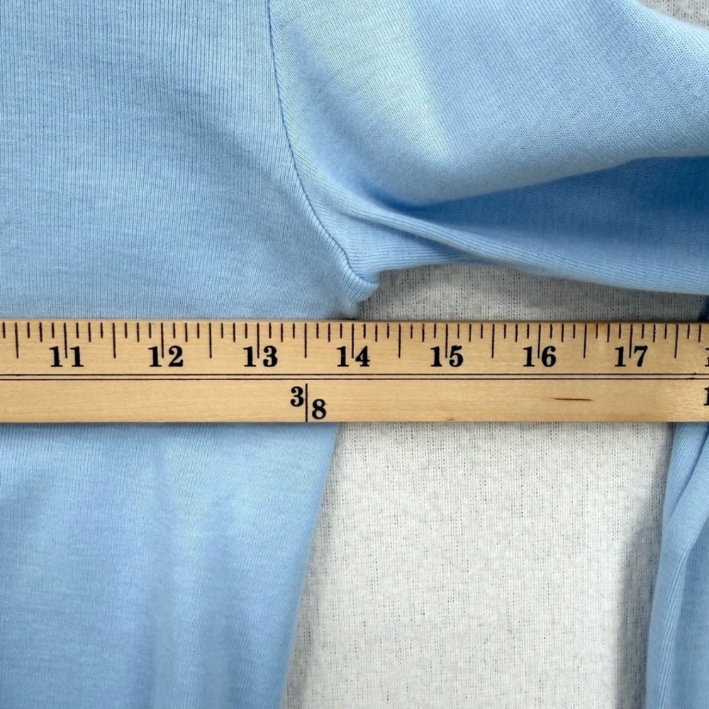 ENZA COSTA Supima Baby Rib Long Sleeve Cropped Top Womens Small Blue Crew Tee - Picture 9 of 12